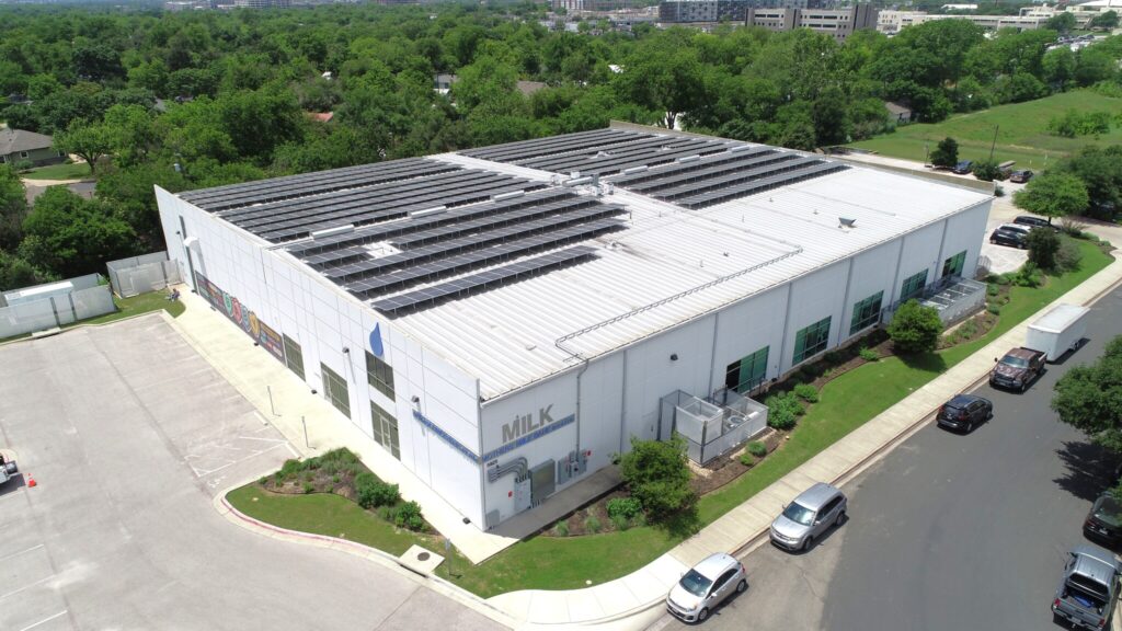 overhead image of MMBA's mural and solar panels
